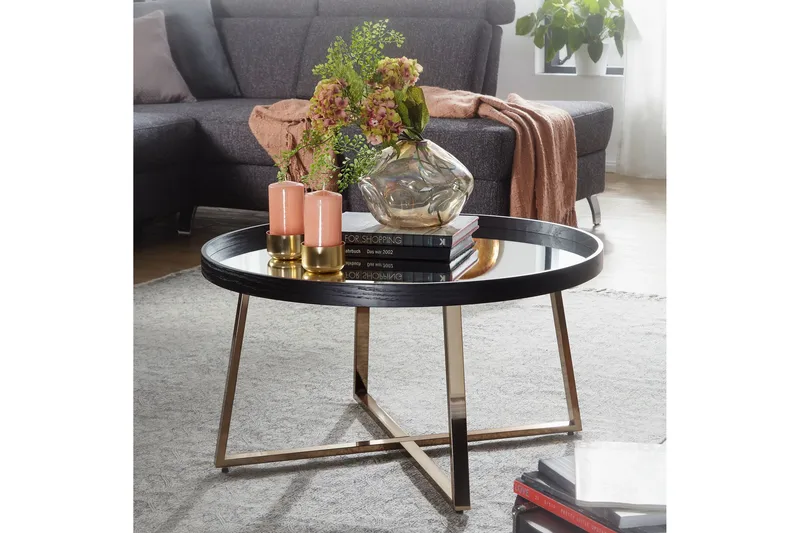 Elphin Soffbord 78 cm Runt - Glas/Svart - Möbler - Vardagsrum - Soffbord & vardagsrumsbord - Soffbord