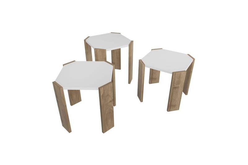 Soffbord Elvaran Vit / Valnöt - Brun/Vit - Möbler - Vardagsrum - Soffbord & vardagsrumsbord - Satsbord