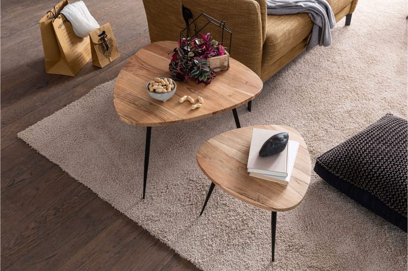 ERINY Satsbord 2-pack 60 cm Brun - Möbler - Vardagsrum - Soffbord & vardagsrumsbord - Soffbord