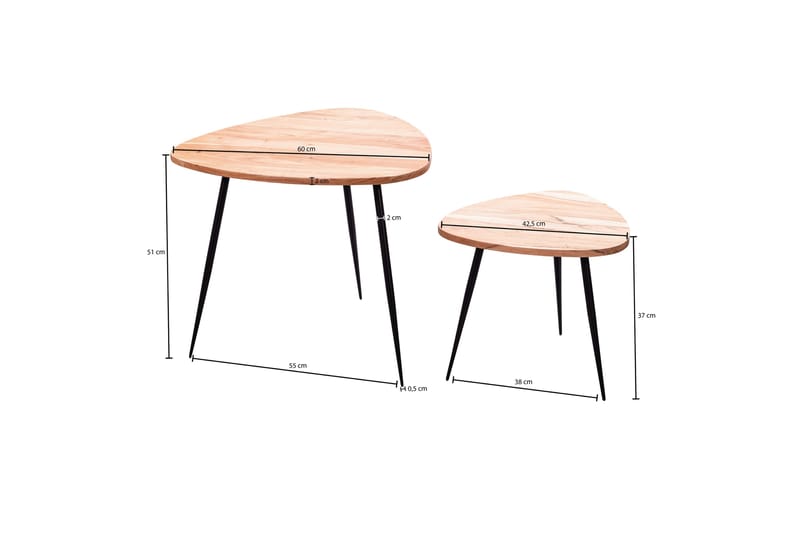 ERINY Satsbord 2-pack 60 cm Brun - Möbler - Vardagsrum - Soffbord & vardagsrumsbord - Soffbord