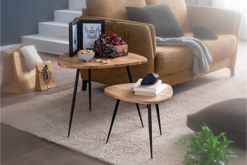 ERINY Satsbord 2-pack 60 cm Brun - Möbler - Vardagsrum - Soffbord & vardagsrumsbord - Soffbord