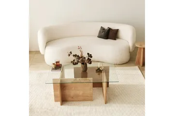 Escape 65 cm Rektangulärt Soffbord i Glas med Träunderrede - Klar - Möbler - Vardagsrum - Soffbord & vardagsrumsbord - Soffbord