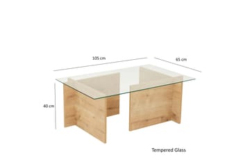 Escape 65 cm Rektangulärt Soffbord i Glas med Träunderrede - Klar - Möbler - Vardagsrum - Soffbord & vardagsrumsbord - Soffbord