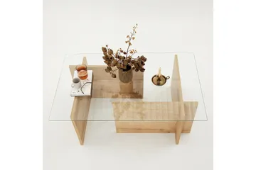 Escape 65 cm Rektangulärt Soffbord i Glas med Träunderrede - Klar - Möbler - Vardagsrum - Soffbord & vardagsrumsbord - Soffbord