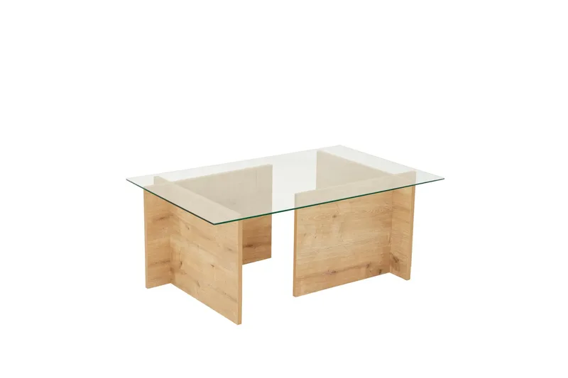 Escape 65 cm Rektangulärt Soffbord i Glas med Träunderrede - Klar - Möbler - Vardagsrum - Soffbord & vardagsrumsbord - Soffbord