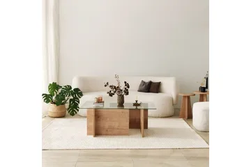 Escape 65 cm Rektangulärt Soffbord i Glas med Träunderrede - Klar - Möbler - Vardagsrum - Soffbord & vardagsrumsbord - Soffbord