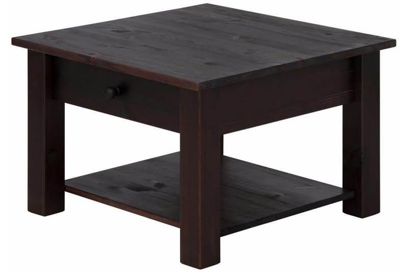 Evonne 60 cm Kvadratiskt Soffbord med Lådor i Furu - Mörkbrun - Möbler - Vardagsrum - Soffbord & vardagsrumsbord - Soffbord