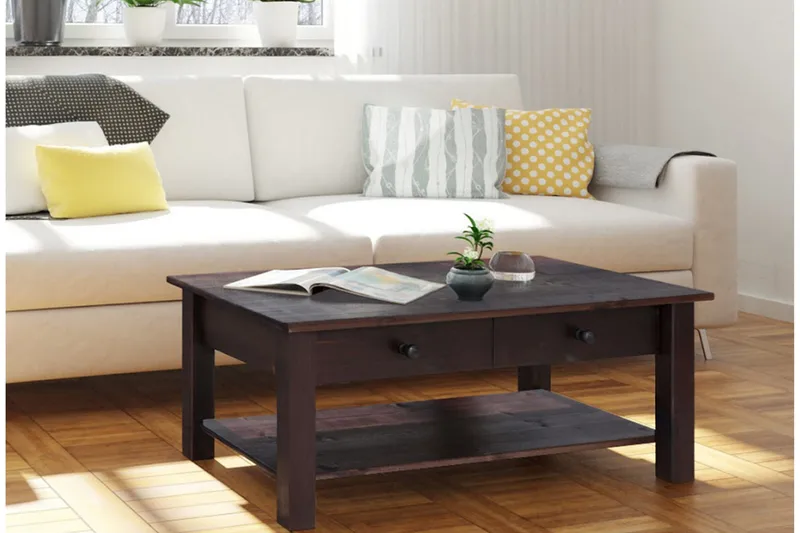 Evonne Soffbord 100 cm med Förvaring 2 Lådor + Hylla - Svart - Möbler - Vardagsrum - Soffbord & vardagsrumsbord - Soffbord