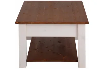 Evonne Soffbord 100 cm med Förvaring 2 Lådor + Hylla - Vit/Brun - Möbler - Vardagsrum - Soffbord & vardagsrumsbord - Soffbord