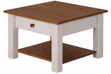Evonne Soffbord 60 cm med Förvaring Låda + Hylla - Vit/Brun - Möbler - Vardagsrum - Soffbord & vardagsrumsbord - Soffbord