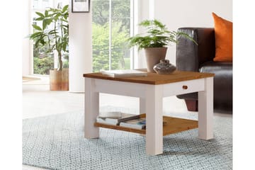 Evonne Soffbord 60 cm med Förvaring Låda + Hylla - Vit/Brun - Möbler - Vardagsrum - Soffbord & vardagsrumsbord - Soffbord