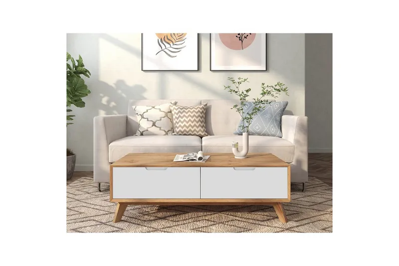 Soffbord Ezra Wotan-ek/Vit - Wotan-ek/Vit - Möbler - Vardagsrum - Soffbord & vardagsrumsbord - Soffbord