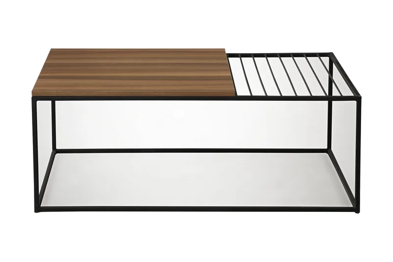 Falan 95 cm Rektangulärt Soffbord med Förvaring i Trä, Brun