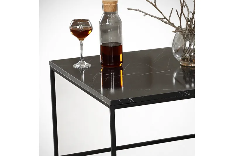 Falan Soffbord 95 cm Marmormönster Ribbor - Svart - Möbler - Vardagsrum - Soffbord & vardagsrumsbord - Soffbord