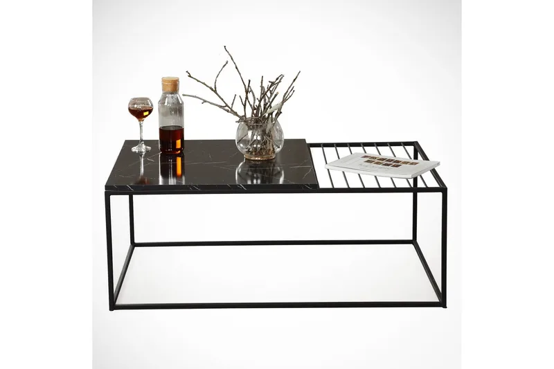 Falan Soffbord 95 cm Marmormönster Ribbor - Svart - Möbler - Vardagsrum - Soffbord & vardagsrumsbord - Soffbord