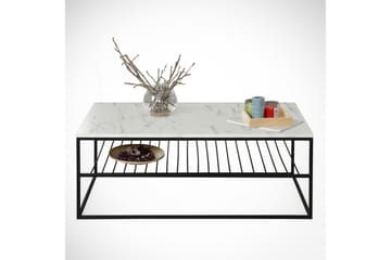 Falan Soffbord 95 cm med Förvaring Hylla Marmormönster Ribbo - Vit/Svart - Möbler - Vardagsrum - Soffbord & vardagsrumsbord - Soffbord