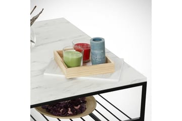 Falan Soffbord 95 cm med Förvaring Hylla Marmormönster Ribbo - Vit/Svart - Möbler - Vardagsrum - Soffbord & vardagsrumsbord - Soffbord