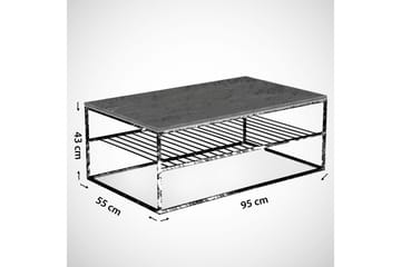 Falan Soffbord 95 cm med Förvaring Hylla Marmormönster Ribbo - Vit/Svart - Möbler - Vardagsrum - Soffbord & vardagsrumsbord - Soffbord