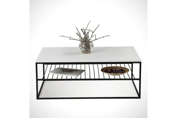 Falan Soffbord 95 cm med Förvaring Hyllor Ribbor - Vit/Svart - Möbler - Vardagsrum - Soffbord & vardagsrumsbord - Soffbord