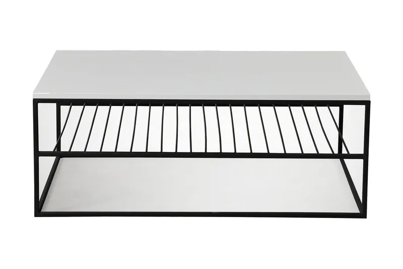 Falan Soffbord 95 cm med Förvaring Hyllor Ribbor, Vit/Svart