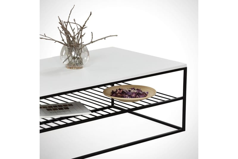Falan Soffbord 95 cm med Förvaring Hyllor Ribbor - Vit/Svart - Möbler - Vardagsrum - Soffbord & vardagsrumsbord - Soffbord