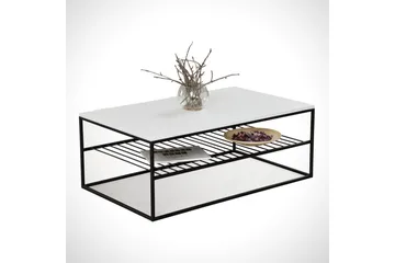 Falan Soffbord 95 cm med Förvaring Hyllor Ribbor - Vit/Svart - Möbler - Vardagsrum - Soffbord & vardagsrumsbord - Soffbord
