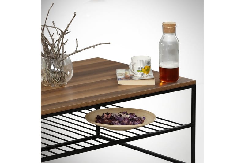 Falan Soffbord 95 cm med Hylla Ribbor - Brun - Möbler - Vardagsrum - Soffbord & vardagsrumsbord - Soffbord