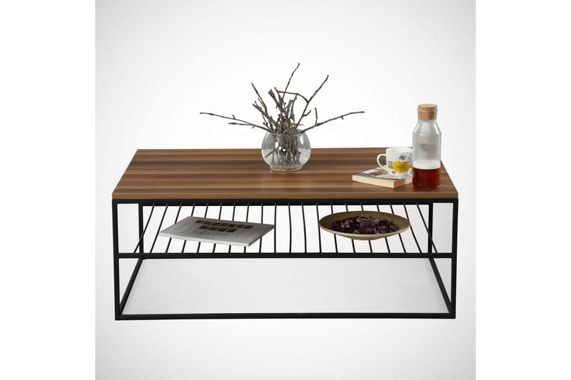 Falan Soffbord 95 cm med Hylla Ribbor - Brun - Möbler - Vardagsrum - Soffbord & vardagsrumsbord - Soffbord