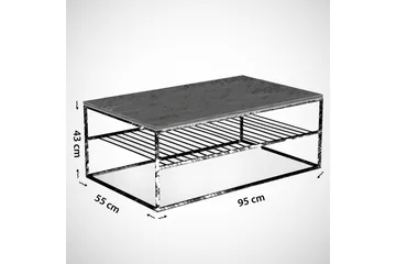 Falan Soffbord 95 cm med Hylla Ribbor - Brun - Möbler - Vardagsrum - Soffbord & vardagsrumsbord - Soffbord