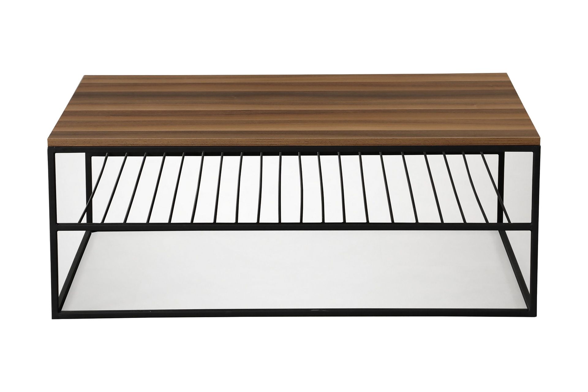 Falan Soffbord 95 cm med Hylla Ribbor - Brun