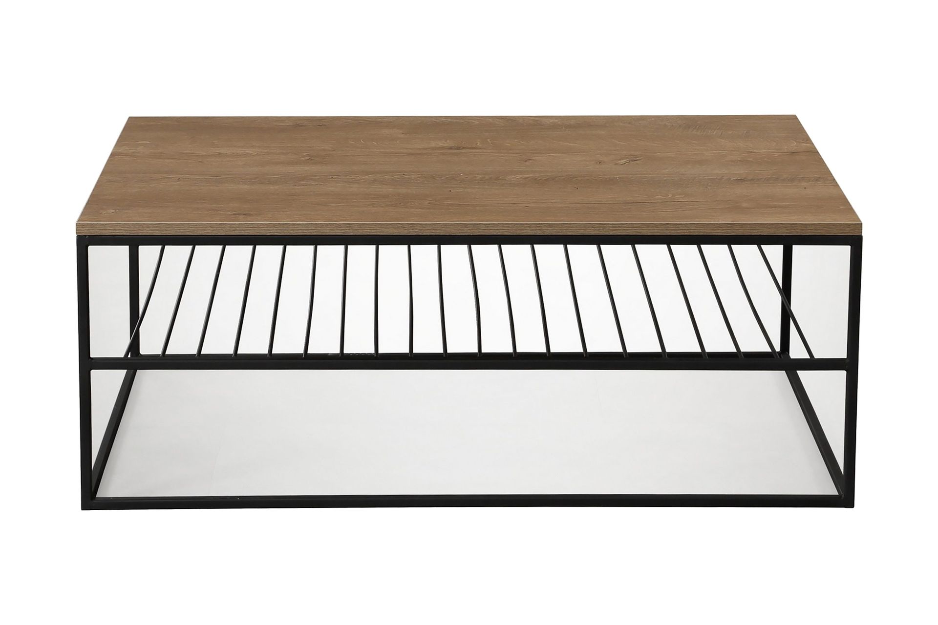 Falan Soffbord 95 cm med Hyllor Ribbor - Brun/Ek