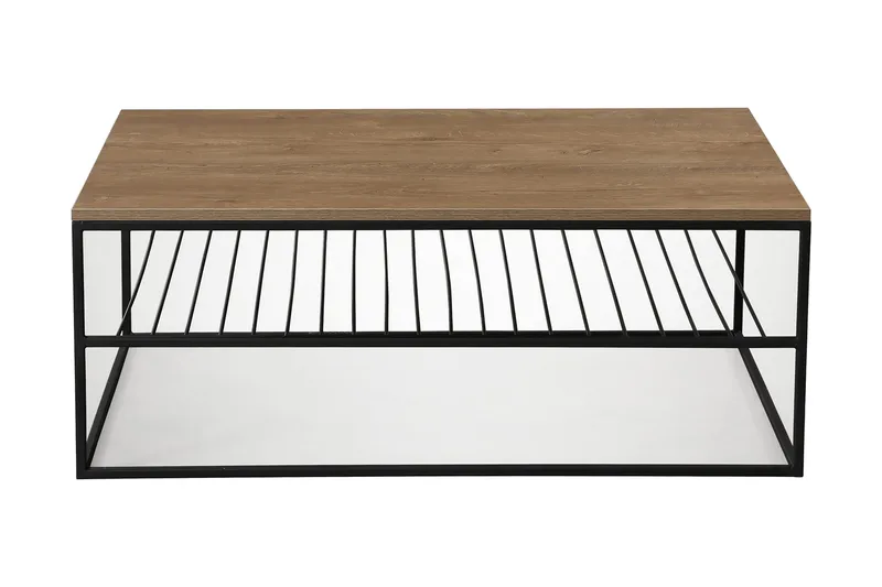 Falan Soffbord 95 cm med Hyllor Ribbor, Brun/Ek