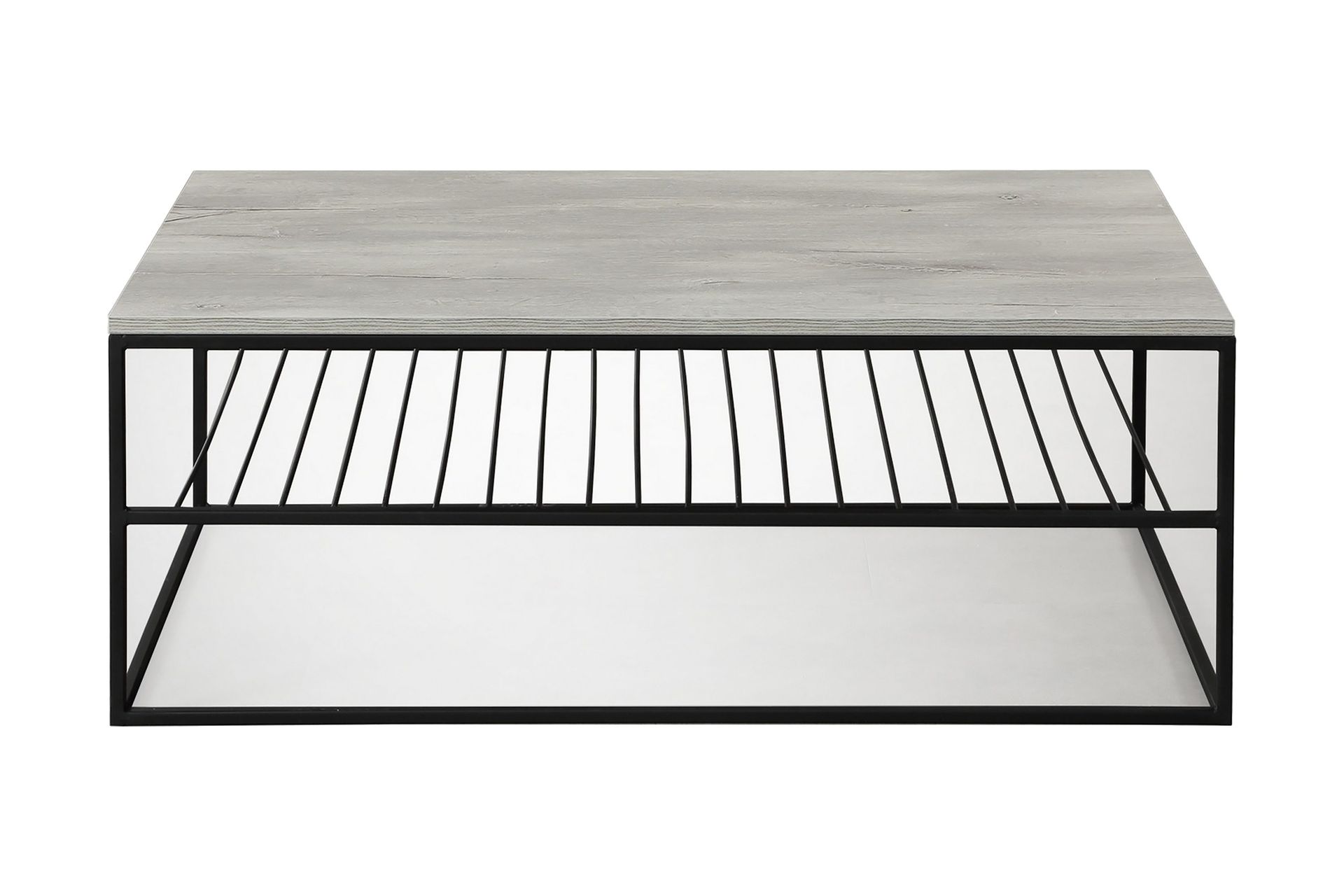 Falan Soffbord 95 cm med Hyllor Ribbor - Gr&aring;/Vit