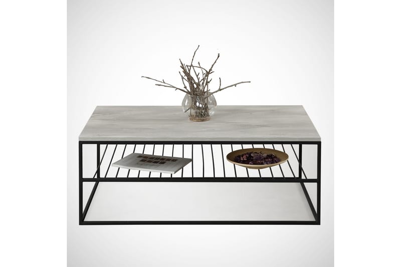 Falan Soffbord 95 cm med Hyllor Ribbor - Grå/Vit - Möbler - Vardagsrum - Soffbord & vardagsrumsbord - Soffbord