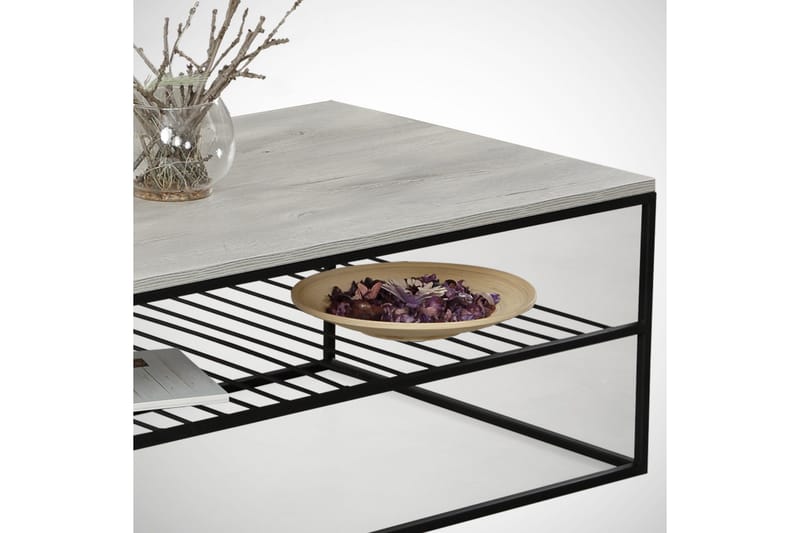 Falan Soffbord 95 cm med Hyllor Ribbor - Grå/Vit - Möbler - Vardagsrum - Soffbord & vardagsrumsbord - Soffbord