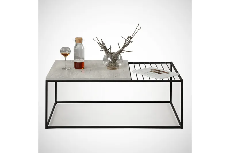 Falan Soffbord 95 cm Ribbor - Vit/Marmor - Möbler - Vardagsrum - Soffbord & vardagsrumsbord - Soffbord