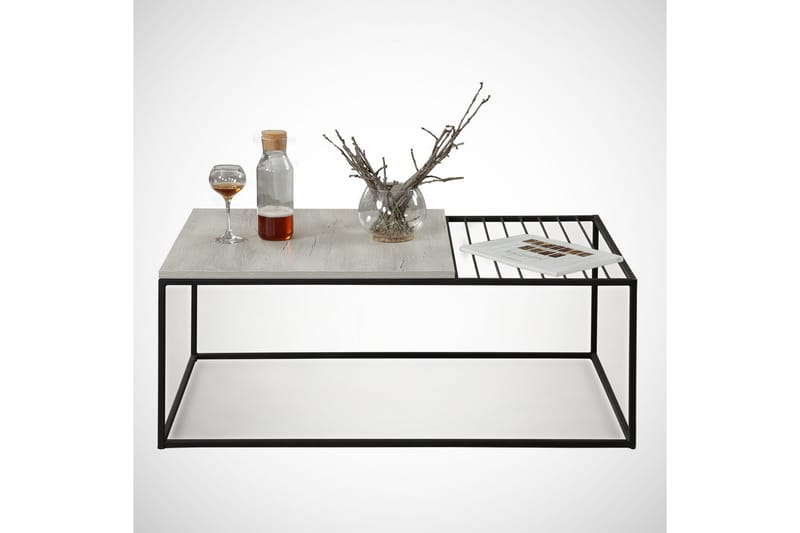 Falan Soffbord 95 cm Ribbor - Vit/Marmor - Möbler - Vardagsrum - Soffbord & vardagsrumsbord - Soffbord