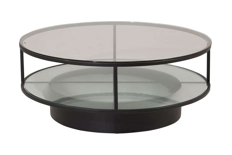 FALSTERBO Soffbord 100 cm Runt med Förvaring Hyllor Glas/Sva - Bord - Soffbord