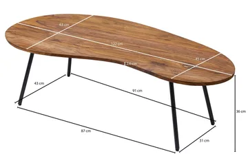 Fanks Soffbord 122 cm Njurformat - Massivt Trä/Svart - Möbler - Vardagsrum - Soffbord & vardagsrumsbord - Soffbord