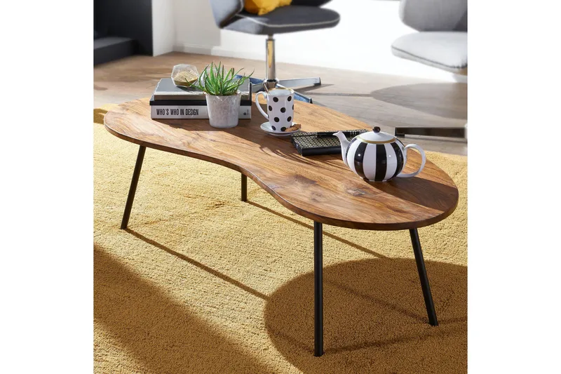 Fanks Soffbord 122 cm Njurformat - Massivt Trä/Svart - Möbler - Vardagsrum - Soffbord & vardagsrumsbord - Soffbord