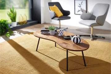 Fanks Soffbord 122 cm Njurformat - Massivt Trä/Svart - Möbler - Vardagsrum - Soffbord & vardagsrumsbord - Soffbord