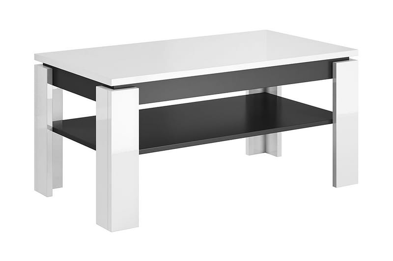 FLATEBYN Soffbord 100 cm med Förvaring Hylla Vit/Grafitgrå - Vit - Soffbord - Bord