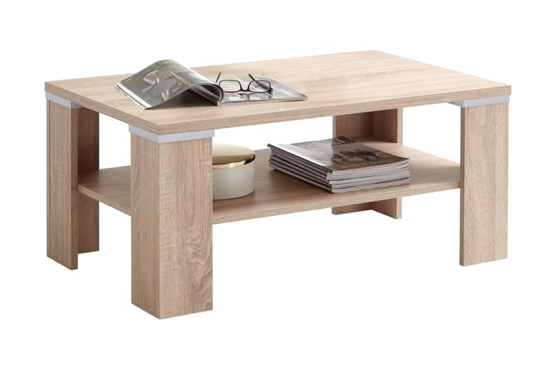 FMD Soffbord med hylla 100x60x46 cm ek - Beige - Bord - Soffbord