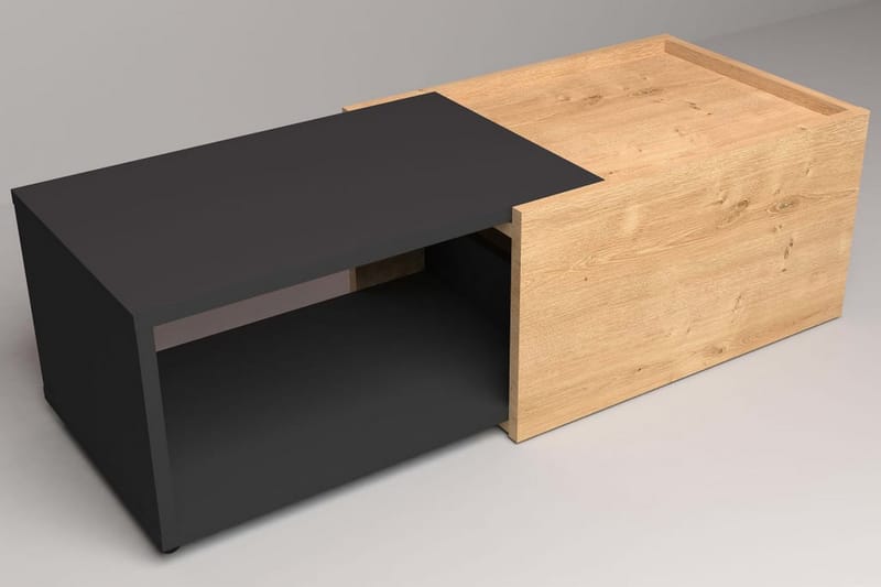 FMD Utdragbart soffbord artisan-ek och svart - Flerfärgad - Soffbord - Bord