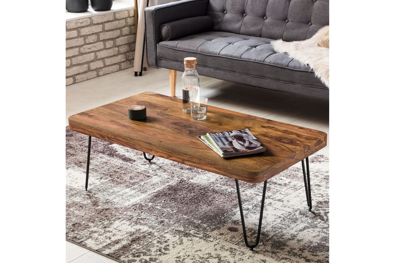 FORDLEY Soffbord 115 cm Massivt Trä/Svart - Möbler - Vardagsrum - Soffbord & vardagsrumsbord - Soffbord