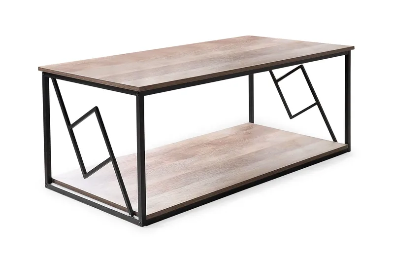 Forresa Soffbord 120 cm med Förvaring Hylla, Mörkbrun/Svart