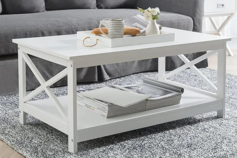 Fostia Soffbord 100 cm med Förvaring Hylla - Vit - Möbler - Vardagsrum - Soffbord & vardagsrumsbord - Soffbord