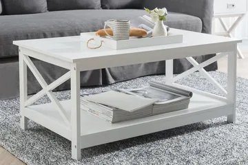 Fostia Soffbord 100 cm med Förvaring Hylla - Vit - Möbler - Vardagsrum - Soffbord & vardagsrumsbord - Soffbord
