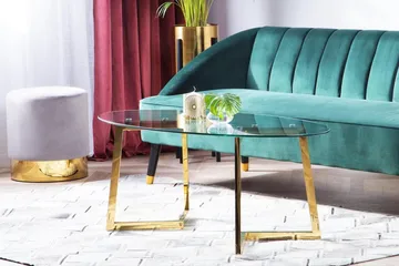 Frechen Soffbord 120 cm - Glas/Guld - Möbler - Vardagsrum - Soffbord & vardagsrumsbord - Soffbord