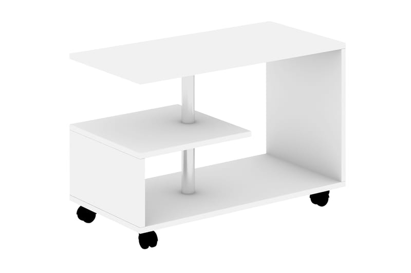 FREDDY Soffbord 80 cm med Förvaring Hylla på Hjul Vit - Vit - Soffbord - Bord